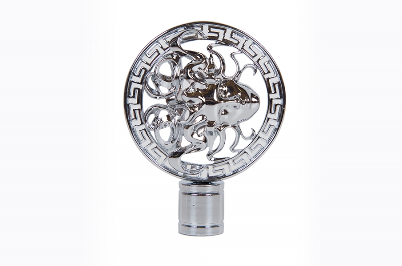 Наконечник АртМеталл de lux " МЕДУЗА " серебро глянец d 16 мм (2 шт)